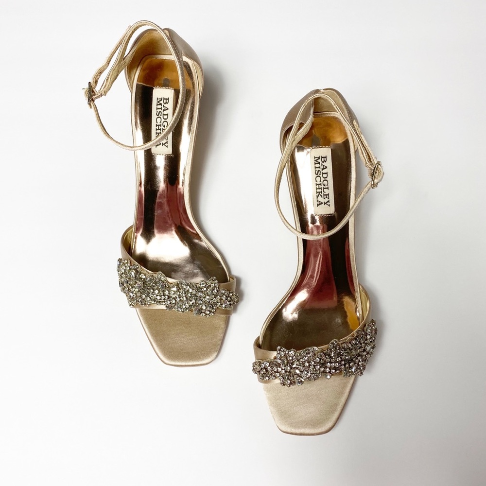 Bagley Mischka Latte Satin Alison Heeled S…